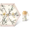 Mini cream-colored floral sun umbrella with matching sleeve and gold handle - Flat 6-Fold Titanium Gold Glue Shuxiang (Inner Print)
