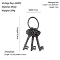 Vintage bronze cast iron key set home decor with three rustic keys on a ring, 299g - 6699 Three Small Keys with Ring