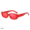 Modern rectangular sunglasses featuring a translucent red frame and matching red lenses - C9 Transparent Red Frame Red Lens