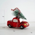 Camioncino di Natale in vetro rosso con mini albero e misure 10x4,5x9cm - Auto con Albero di Natale
