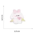 Detailed view of cute plush rabbit embroidery patch with wings and 6.9x6.5cm dimensions - Self-Adhesive Plush Rabbit 7# (Angel Rabbit)