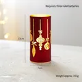Red Christmas LED pillar candle with gold ornaments, size 15x7cm, 153g weight - Red Cup