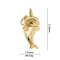 Macro view of gold narwhal pendant with dimensions 21.8mm height and 5.0g weight - DZY-2933