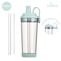 850ML Tritan boba cup set with magnetic handle, wide straw and cleaning brush tool - 850ml / Cyan White