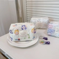Quilted cotton cosmetic bag with floral patterns on a ceramic plate, french style detail - Cute Girl