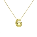 Polished 18k gold plated brass balloon letter G pendant with a dainty fine chain - Letter G