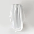Elegant white pleated square scarf made of soft linen-imitation silk fabric for women - White