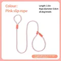 Pink braided nylon dog P-lead with orange clips, length 1.5m and diameter 0.8cm for all dogs - 1.5m*0.8cm / Pink