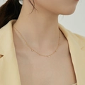 Golden titanium steel necklace featuring delicate triangle pendants with zircon stones - Triangle / Gold