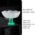Translucent green lotus-shaped glass stemmed tea cup with 70ml capacity and 8.3cm diameter - Green