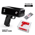 Electric money gun toy in black finish with play bills and retail packaging box - Black (SM Word) / Black Money Gun with SM + 100 Notes