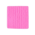 Pink square silicone fondant mold with detailed knitted sweater texture pattern - 17-100 / Pink