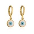 Vergoldete 18K Kupfer-Creolen mit blau-weißen Evil-Eye-Anhängern, stilvolles Paar - Stil 41401 / Blauer Böser Blick