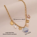 Gouden roestvrijstalen ketting met schelp en zeester hangers, lengte 40+5 cm - Krab Wulck Stijl (5855451437774)