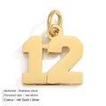 316L stainless steel number 12 pendant in 14K gold and silver finishes, 14x14mm size - Number 12