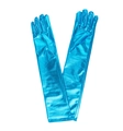 Elegant long blue shiny patent leather gloves for evening opera and cosplay costumes - 43cm / Light Blue