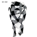 Classic black and white plaid scarf with fringe edges, model SX-35 fashion accessory - Black/White/Grey Plaid