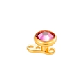 Titanium skin anchor piercing jewelry in golden finish with a round faceted pink crystal - Rose Red