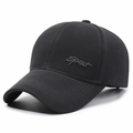 Klassische schwarze Sport-Baseballkappe mit farblich passender Sport-Stickerei auf strukturiertem Stoff - Verstellbar / Grau