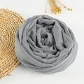 Solid deep gray linen-cotton scarf with fringed edges in elegant rose coil shape - 190x100cm / 7# Light Grey