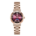 Montre Dedima en or rose, cadran violet dégradé, phase de lune et cristaux chic - Bracelet en Acier Or Rose avec Cadran Rouge Rose