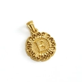 Golden round metal pendant with letter B engraving and vintage embossed patterns - Letter E Style (E-Single Pendant)