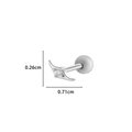 Silver flower stud earring with clear zircon inlay and size dimensions 0.26cm by 0.71cm - 1# Silver (Crescent)