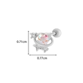 Pendiente de planeta plateado con corazón iridiscente y estrellas de circón, 0.77cm - Estilo Corazón Planeta (3# Plateado)