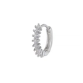 Orecchino a cerchio huggie in argento con sette zirconi bianchi incastonati su banda - EK00190 / Bianco K/Argento