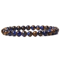 Deep blue and bronze 6mm natural stone beaded bracelet with marble texture beads - Blue Bronze Quicksand Texture