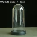 Clear 9x20cm dome with black base for preserved flowers and handicraft displays - 9*20CM Plastic Dome + Base