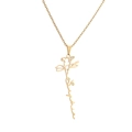 Minimalist gold stainless steel December birth flower necklace with artistic cutout pendant - Gold (CS00289)
