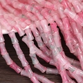 Pink and green bone-shaped glass beads for DIY jewelry making and craft projects - 6x12mm Marbled Cyan Rose (1Pc)