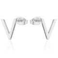 Minimalist silver triangle stud earrings with brushed metal finish and V-shape - V-shape / Steel