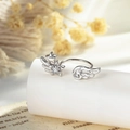 Silver winged star open ring with cubic zirconia on a romantic aesthetic background - Single Piece / White (A1056-1#)