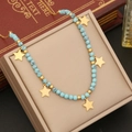 Bohemian turquoise beaded necklace with gold star pendants in a premium jewelry box - Star Style (3# Star)