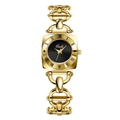 Orologio retrò da donna in oro con quadrante nero e cinturino a catena raffinato - Cinturino Oro Quadrante Nero