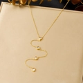 Elegante collana a cuore in acciaio inossidabile dorato con zirconi su confezione - Oro (N3910)