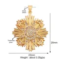 Golden sun pendant with moon accents and white rhinestones for necklaces and bracelets - Bohemian Sun Moon Pendant Gold