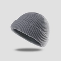 Winter knit beanie skullcap for men and women in soft grey wool texture - One Size / Light Gray