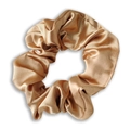 Elegant champagne gold satin scrunchie with a glossy silk finish for versatile hair styling - Champagne Gold