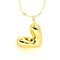 Collar con colgante de letra V en 3D dorado pulido con cadena de serpiente y cuenta de oro - Letra V 3D Abombada Oro (E5)