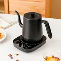 Smart gooseneck electric kettle in matte black finish on a modern touch control base - Type B Black Wood Grain Handle CN Plug 220V