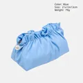 Blue pleated cloud cosmetic bag with pearl zipper pull, size 21x12x13cm, high-end design - Blue
