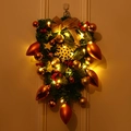 Beleuchteter Weihnachts-Tränenkranz mit Goldschmuck und Leinenschleife - Stil A Mit Lichterkette / Leinenschleife Stil A Mit Warmem Licht