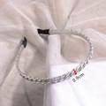 Silver metal chain headband with 0.9cm width and comfortable black rubber ends - 38# Silver Thick Chain Headband