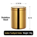 Polished golden stainless steel toothpick holder with cylindrical shape and metal texture - Gold
