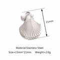 Silver shell charm in stainless steel measuring 15mm by 21mm for DIY jewelry making - Silver Scallop Shell (DY1063-1)