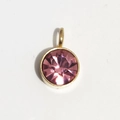 Pendentif pierre de naissance rose 6mm avec monture en acier doré pour bijoux DIY - Or - Octobre