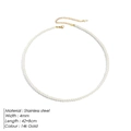 Minimalist 14K gold plated stainless steel necklace with 4mm faux pearls and lobster clasp - 4mm Gold (YX15526)